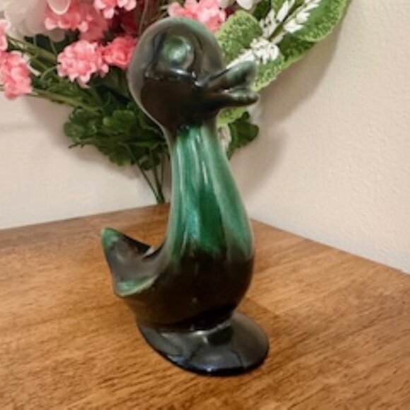 Vintage Blue Mountain Pottery Duck Figurine – Green Drip Glaze – Canadian Mid-Ce - Picture 4 of 6